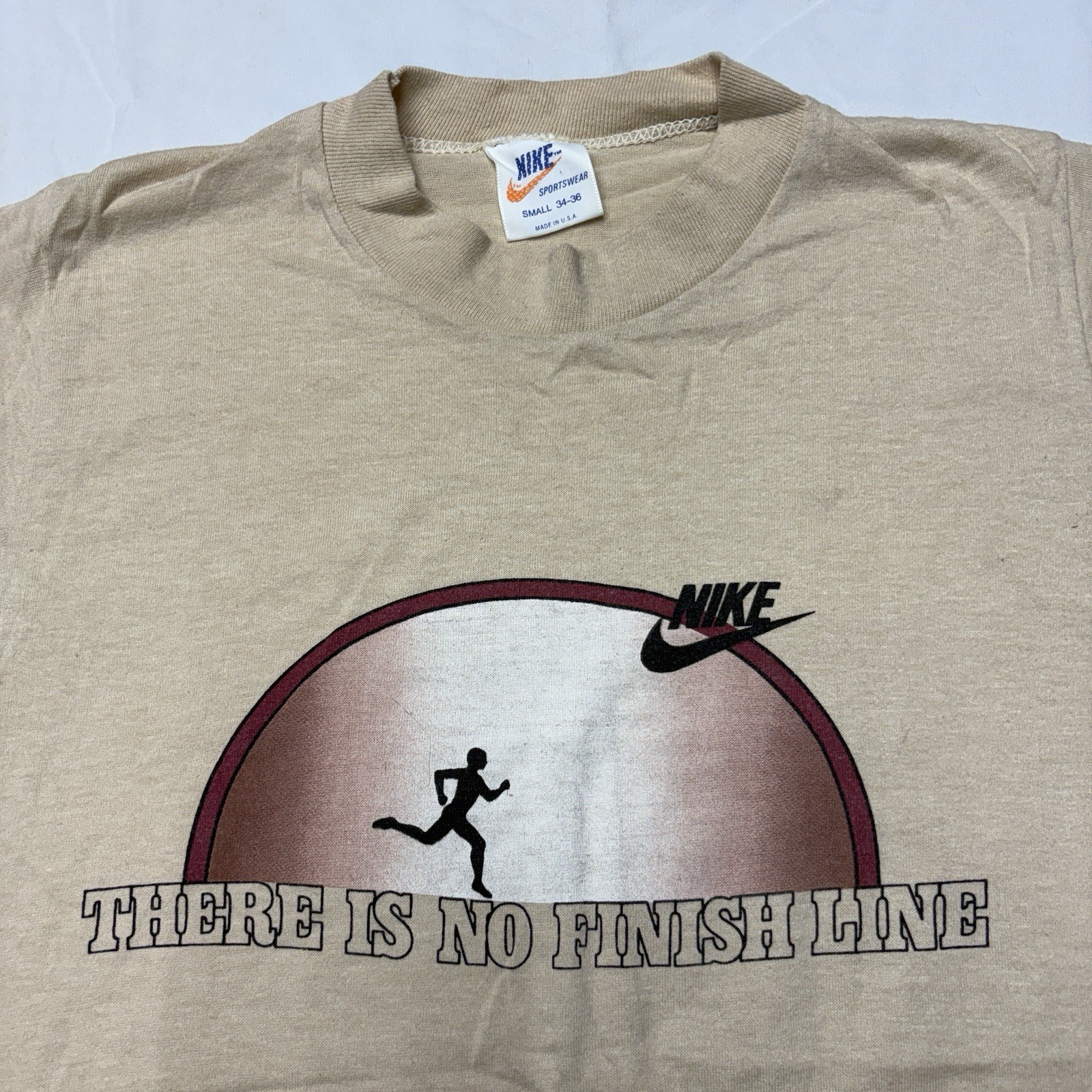 Vtg 70s 80s Nike Orange Tag There Is No Finish Line T Shirt Single Stitch Small