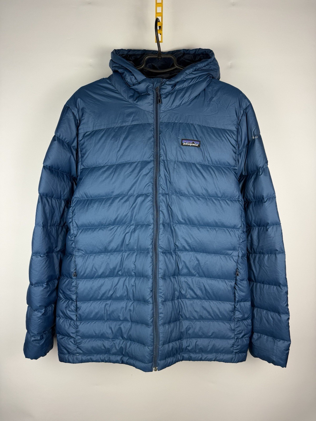 Patagonia Hi-Loft Down Sweater Hoody Men\'s Large Blue Puffer Jacket Full-Zip 