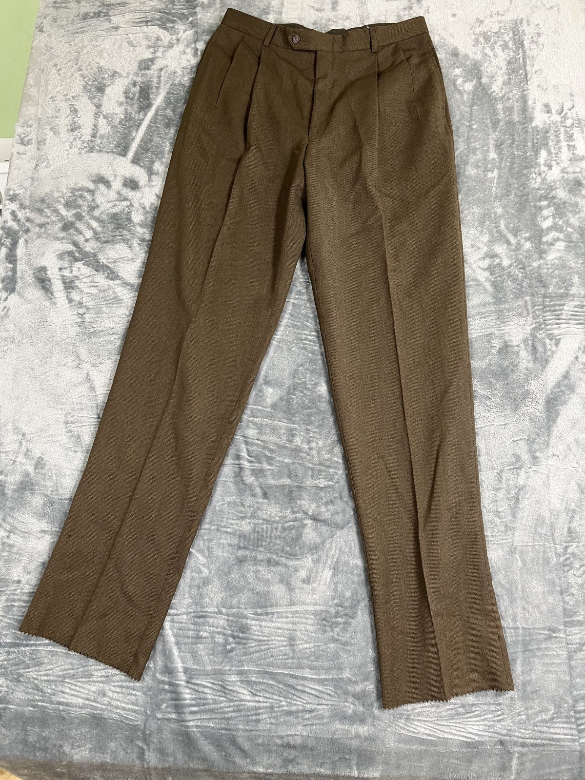 Austin Reed Mens Pleated Wool Dress Pants 33 Unhemmed Classic Fit NWT Deadstock