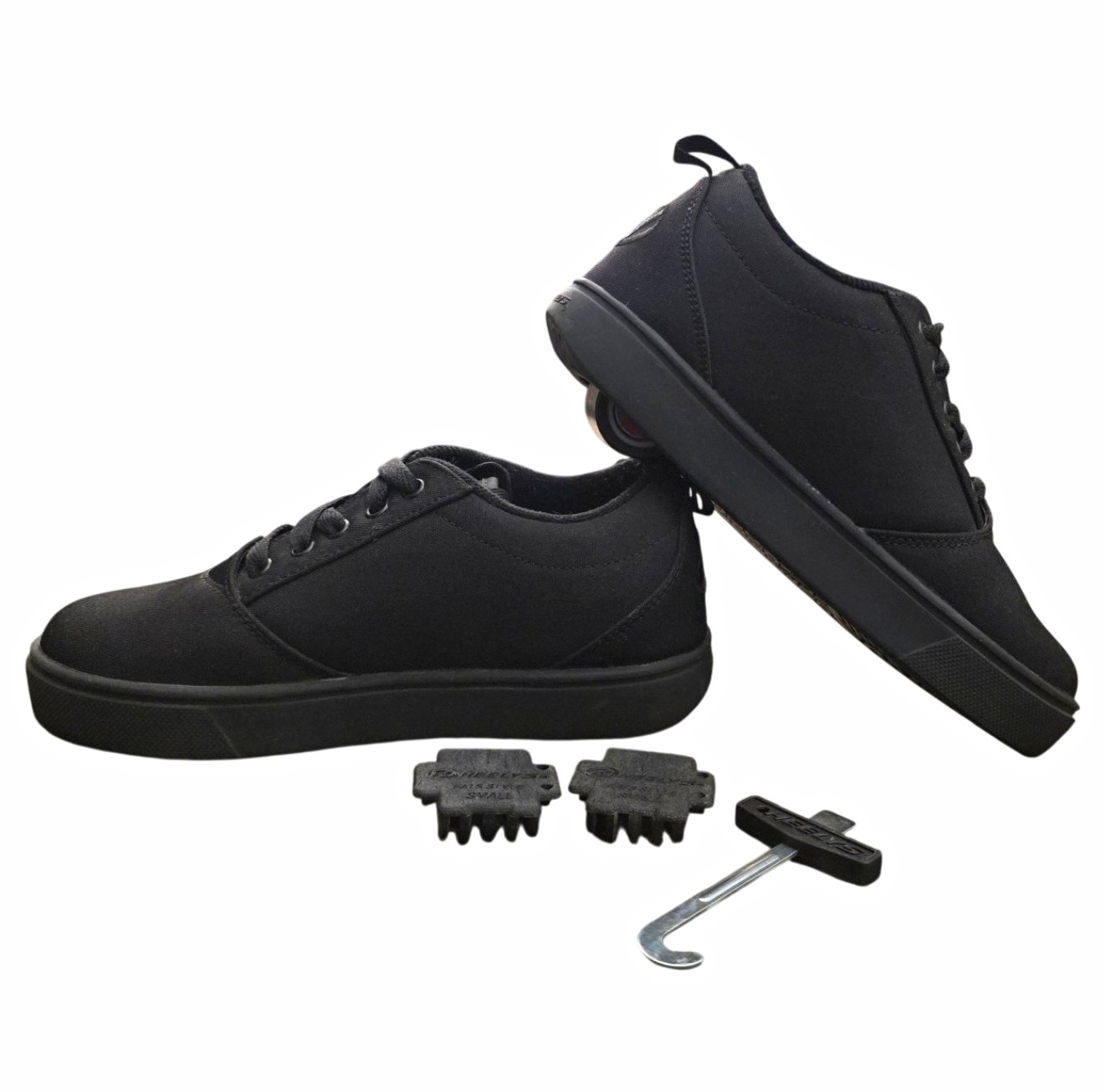 Heelys Pro 20 Black Canvas Wheeled Lace-Up Skate Sneakers Kids US 4 UK 3 EU 35 