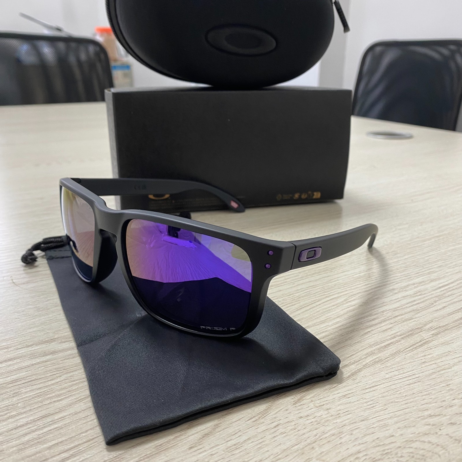 Oakley Holbrook XXL OO9487 Prizm Purple Sunglasses Matte black Frame With Box