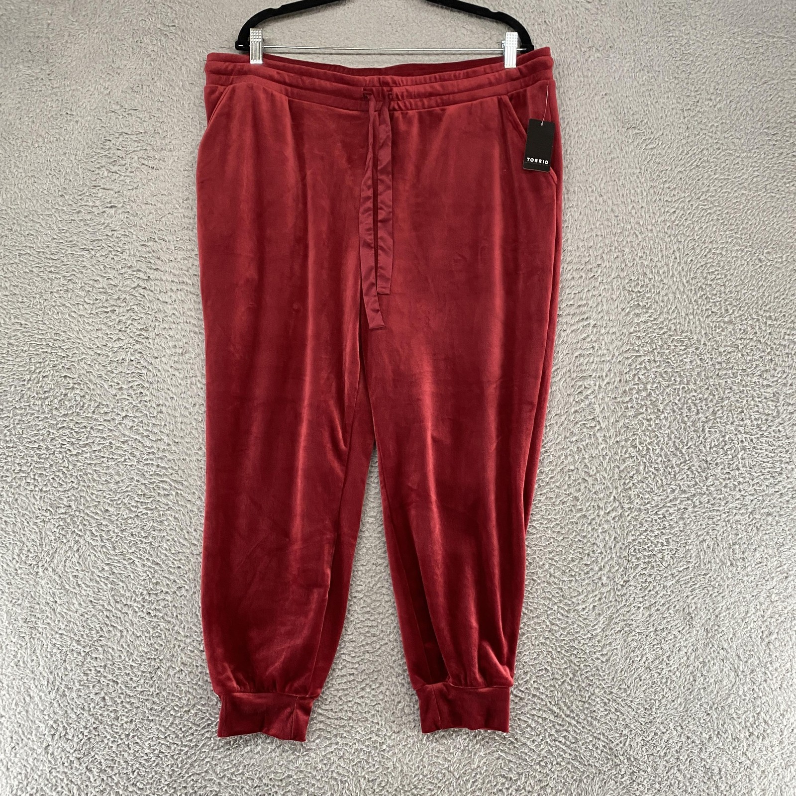 Torrid Velour Joggers Womens 2X Red Sleep Lounge Super Soft Sweats Sweatpants