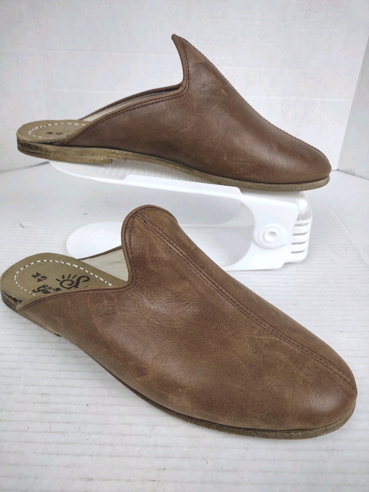 Sabah Handmade Turkish Leather Mules Sabo Slippers Mens 43 Yemeni Slip On Brown