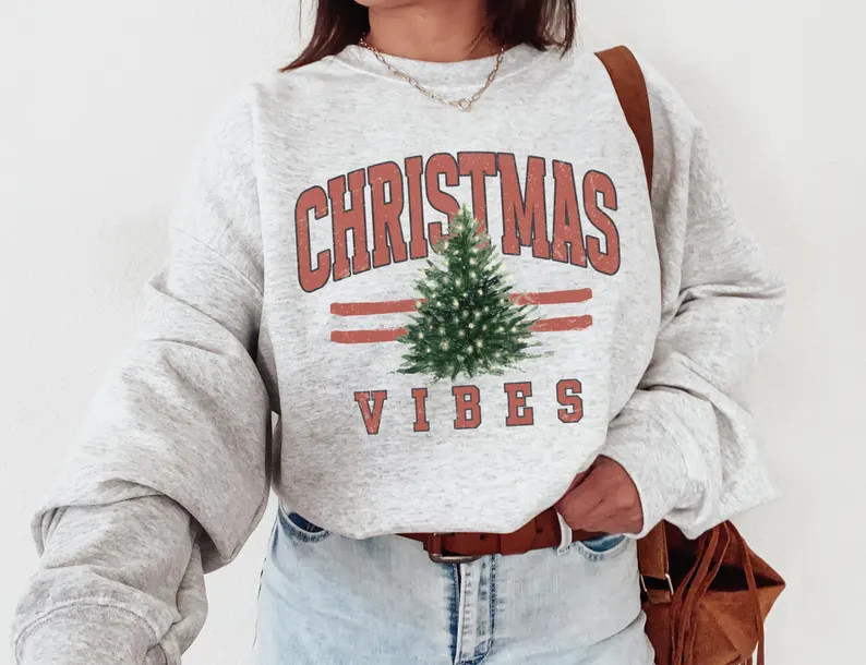 Retro Christmas Vibes Sweatshirt Vintage Holiday Season Style