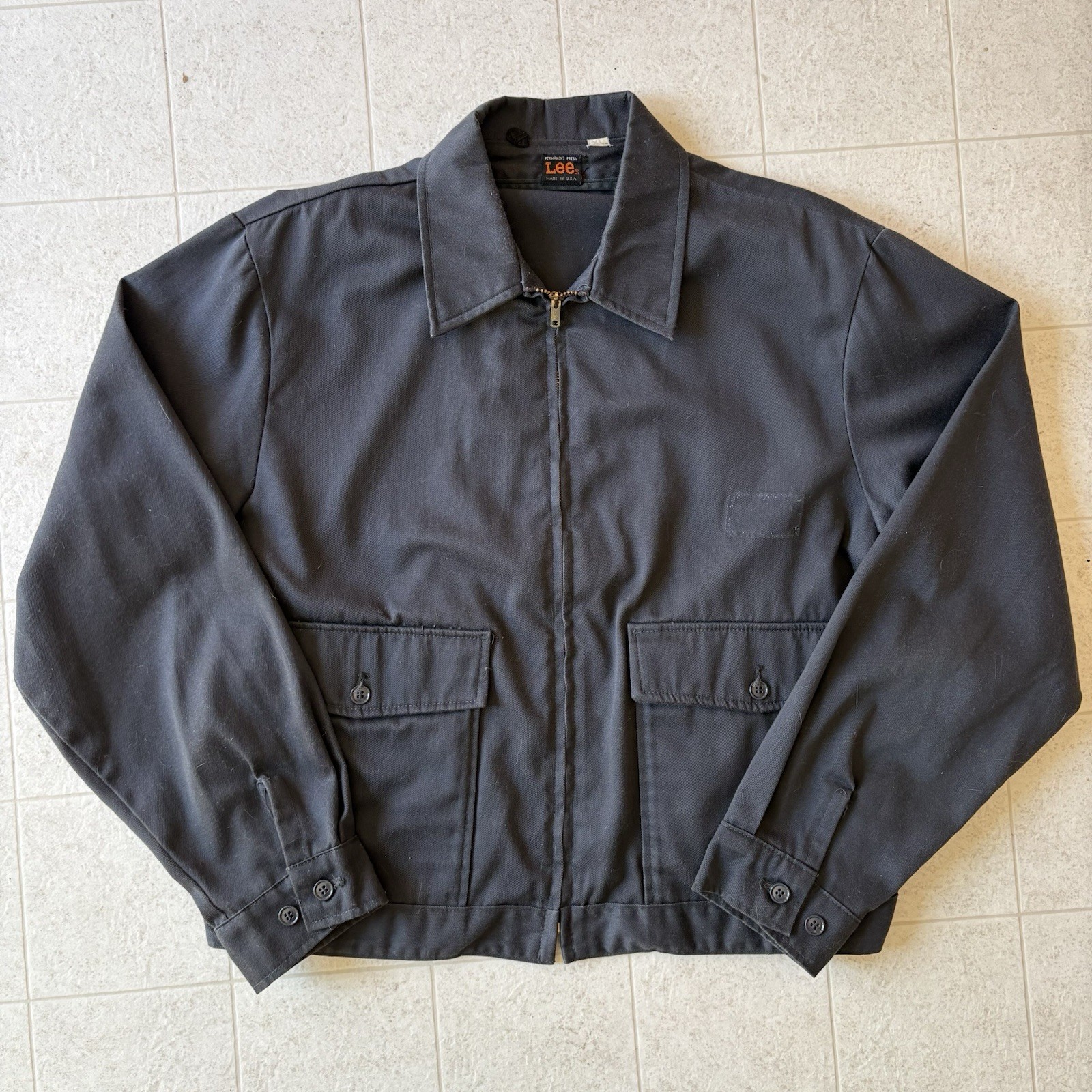 Vintage 1970s Lee Chetopa Twill work jacket Large permanent press black talon