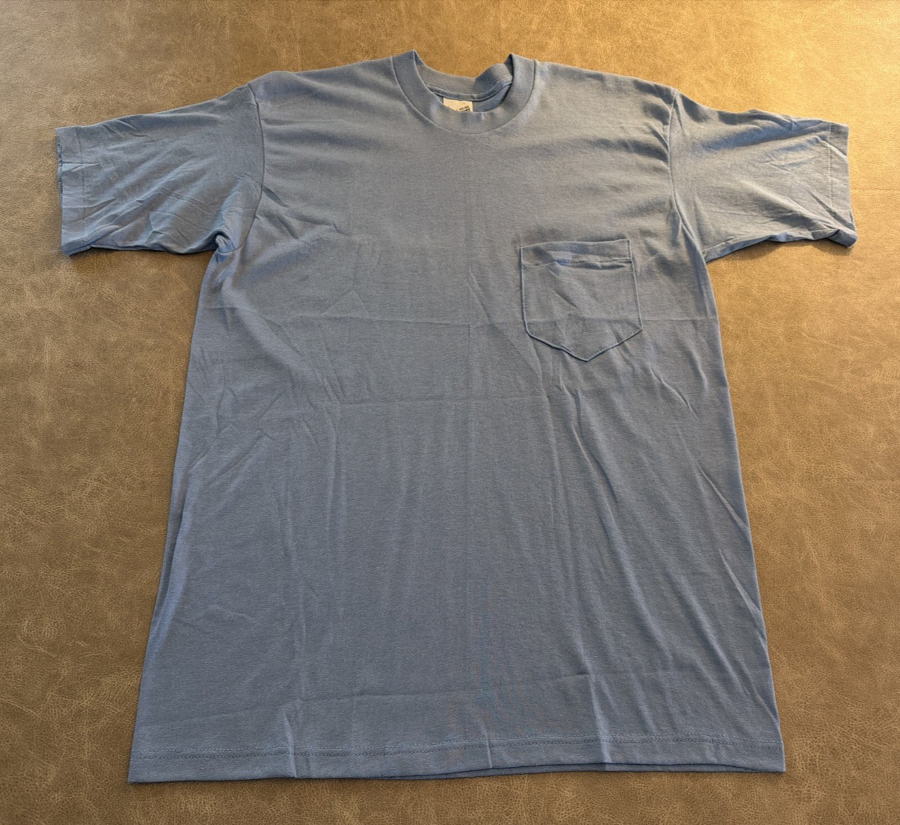Vtg Pocket T-Shirt Blue Single Stitch REEVES BROTHERS KMART USA Adult Medium NEW