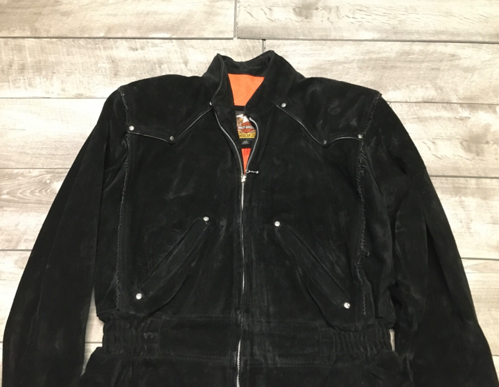 Vintage Harley Davidson Motorcycle Biker Suede Black Jacket Riding Womens Medium