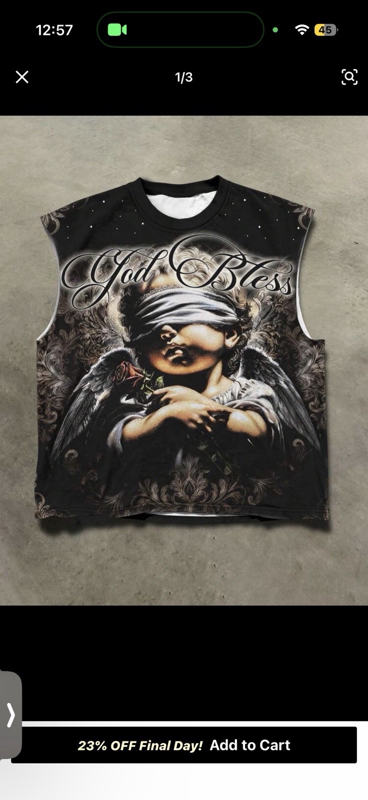 Men\'s “God “Bless” Sleeveless Muscle Shirt Sz Large