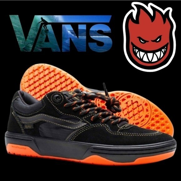 Vans Spitfire Rowan 2 Men 6.5 Black Orange Flame With Lace Savers 1026