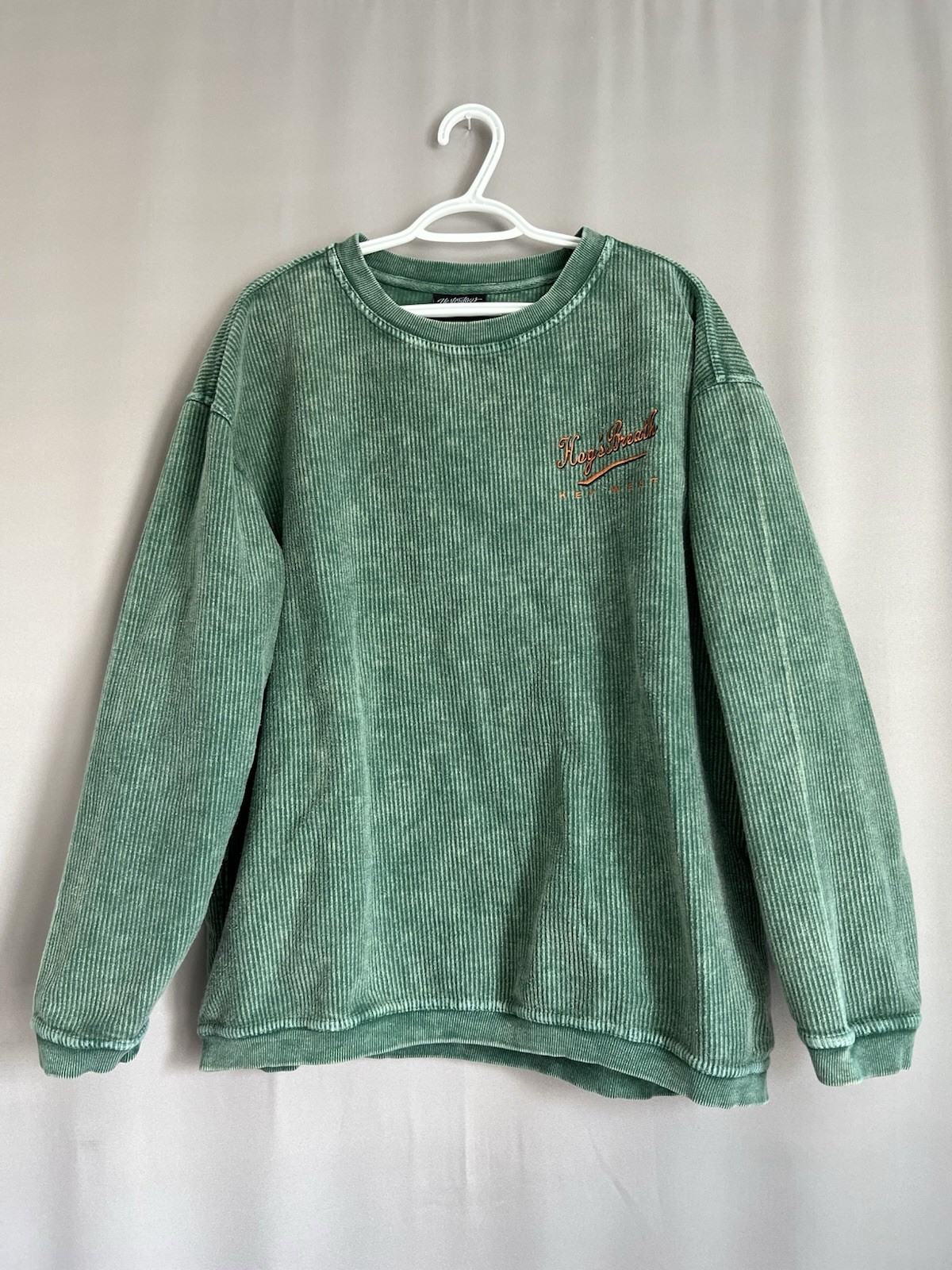 Hogs Breath Key West Sweatshirt Mens L Yesterdays Sportswear Green Corded Crew