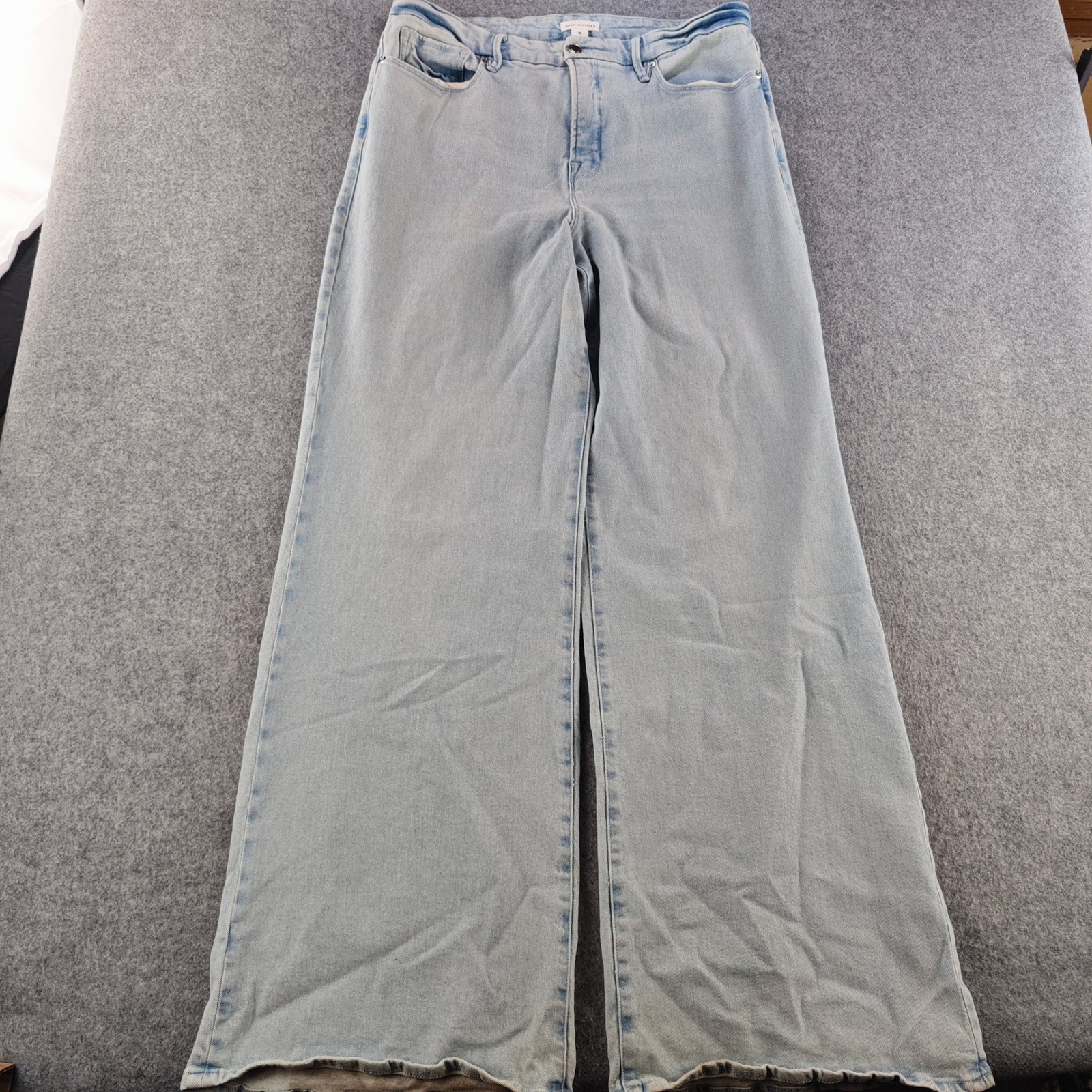 Good American Good Legs Wide Leg Jeans Womens 15 Light Blue High Rise Denim