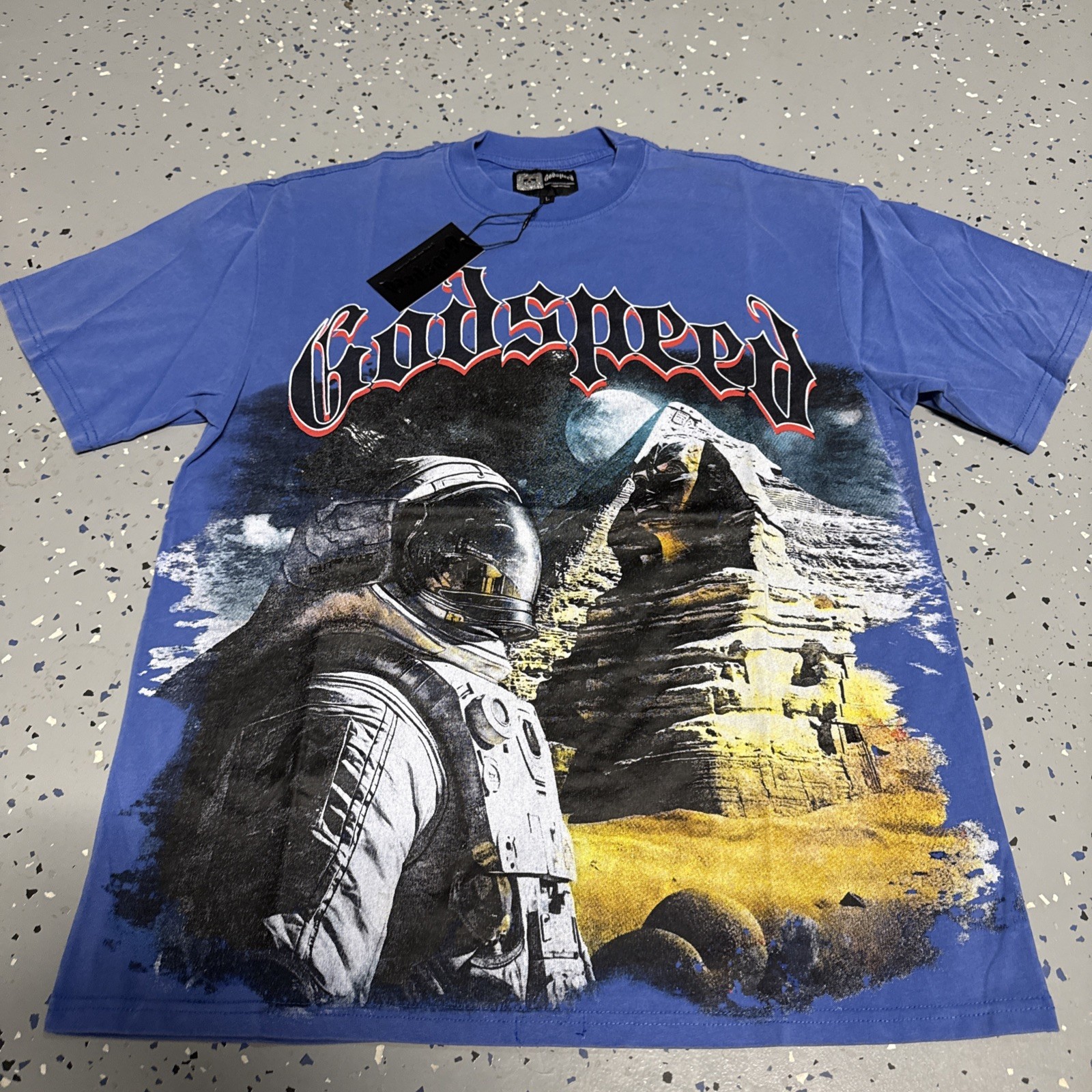 Godspeed red graphic tee Summer Astronaut Space graphic Size L Brand new
