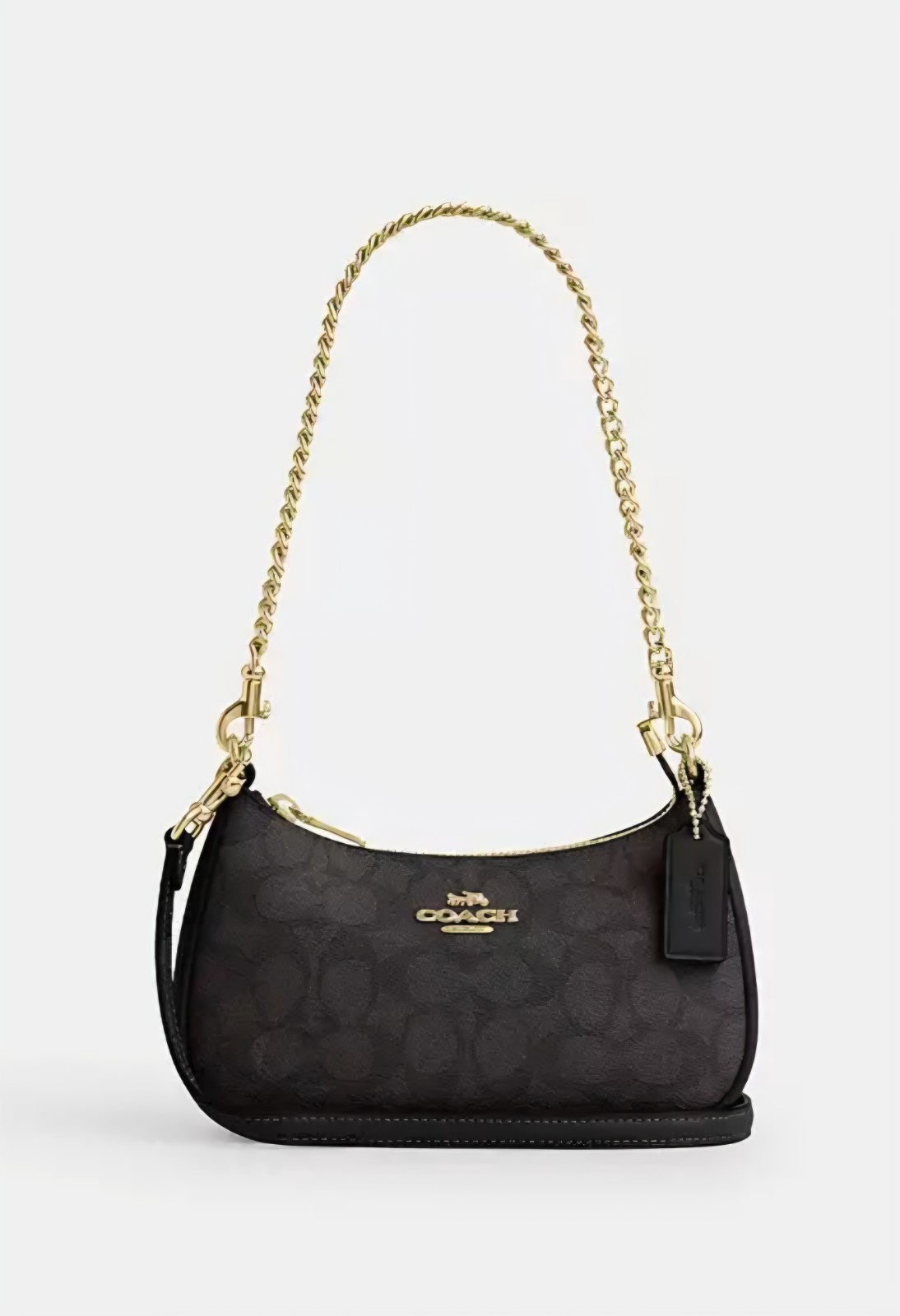 NWT Coach Teri Mini Crossbody Bag Signature Canvas CW323 Gold Walnut Black