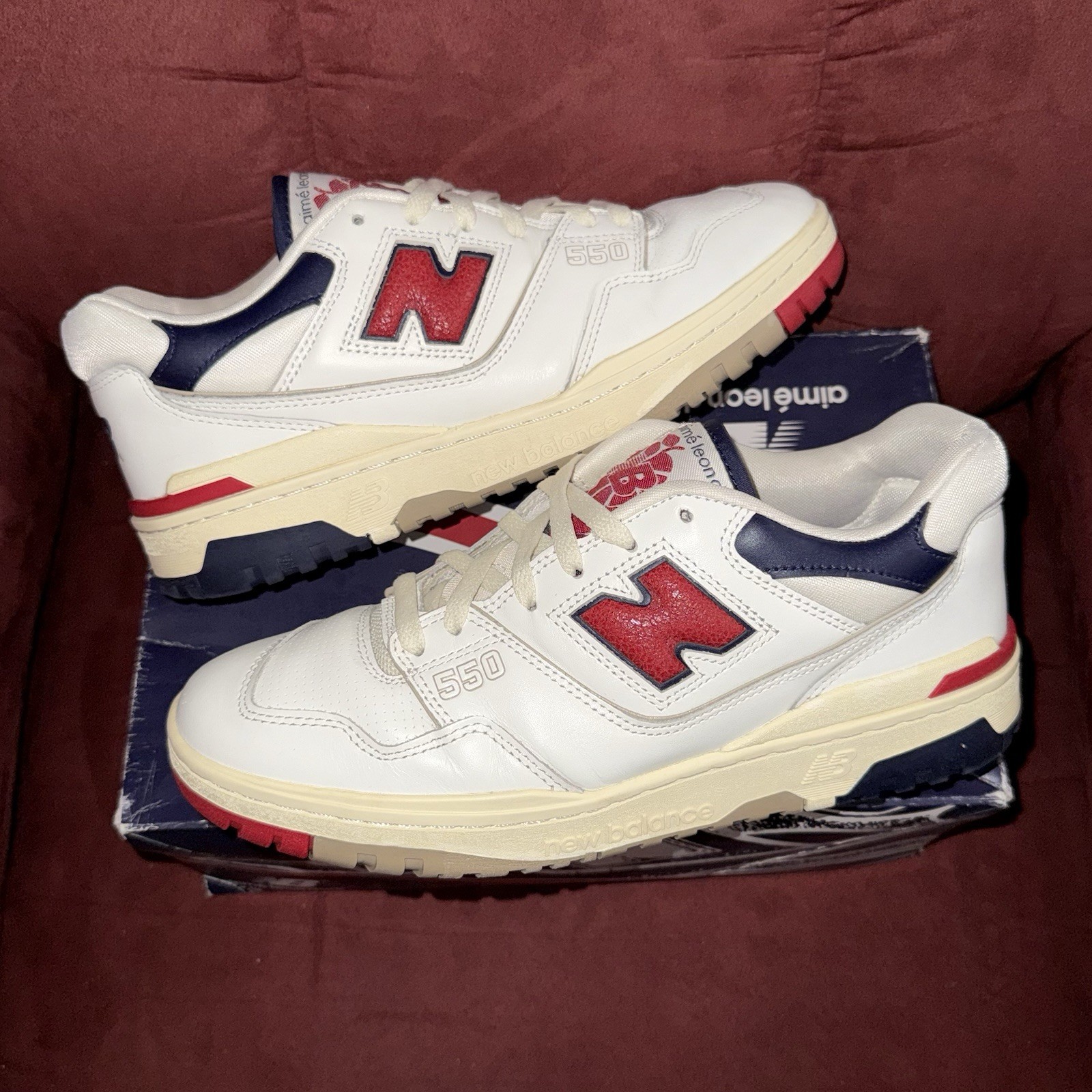 Aime Leon Dore ALD x New Balance 550 White/Red/Navy Size 10 BB50A3 SEE PHOTOS