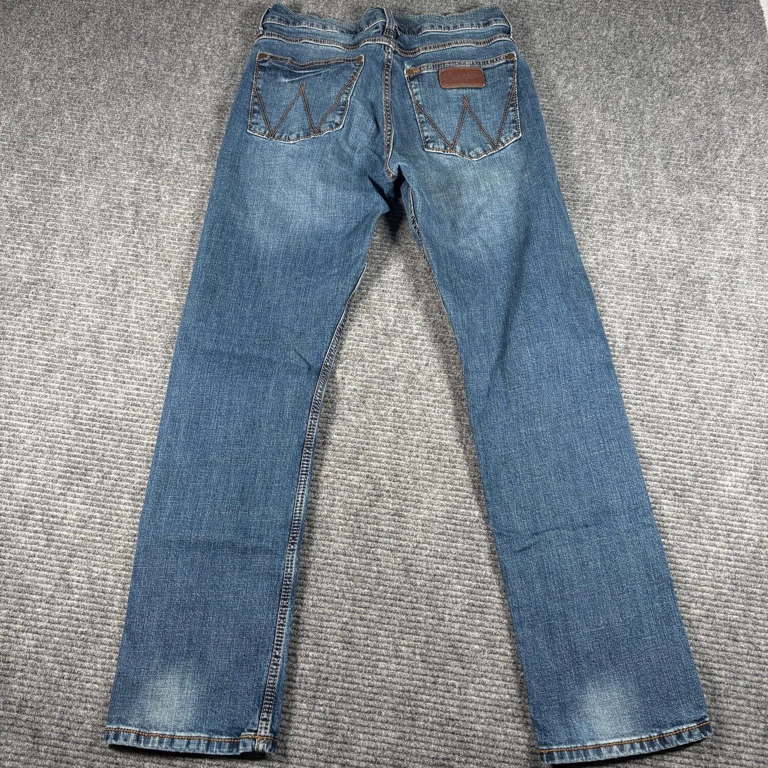 Wrangler Retro Slim Straight Jeans Mens 31x32 Blue Excellent Stretch Denim