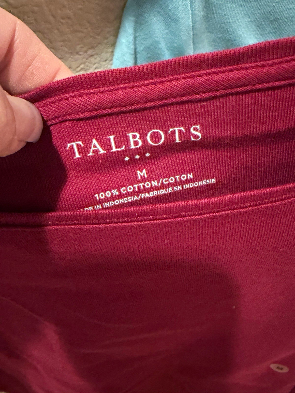 Talbots 2-Pack Cotton Scoop Neck 3/4 Sleeve Knit T-Shirts Red/Orange M
