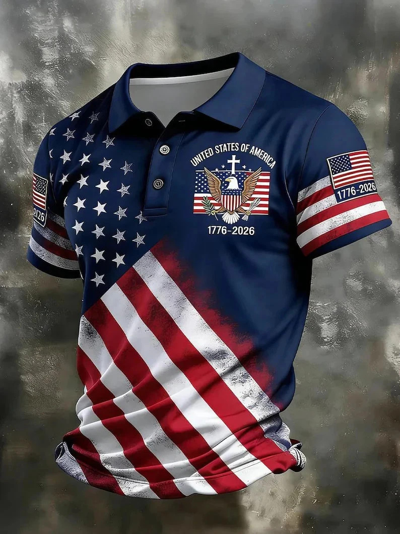 USA 250th Anniversary Polo Shirt American History Patriotic 