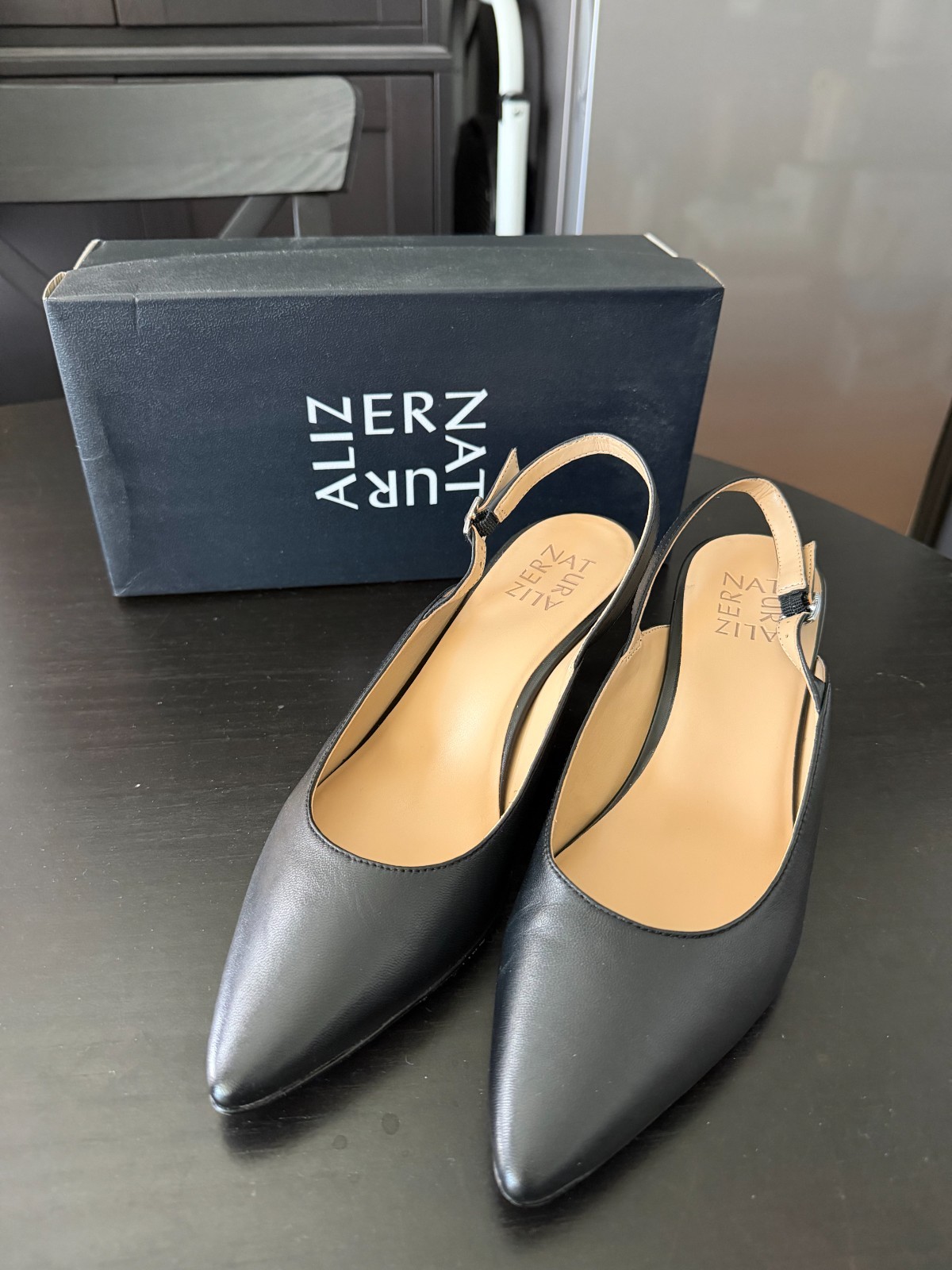 Naturalizer Black Leather Slingback 7.5