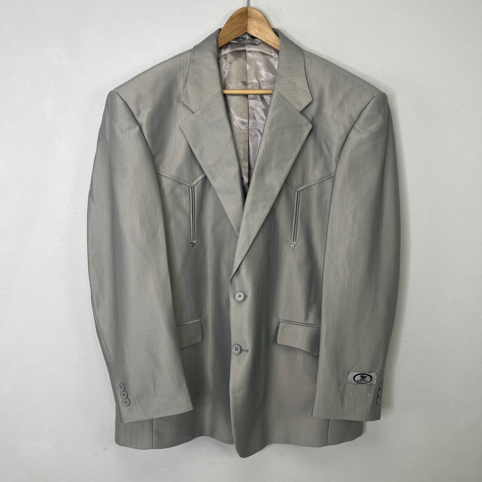Bronco West Western Blazer Mens 46 Blue Silver Gray Rockabilly Vintage Jacket