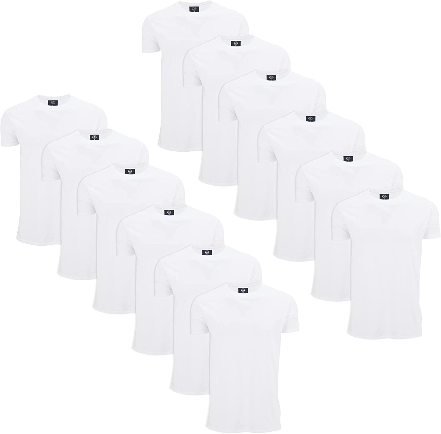 SOCKS'NBULK 12 Pack Bulk Mens Cotton Crew Neck Short Sleeve T-Shirts