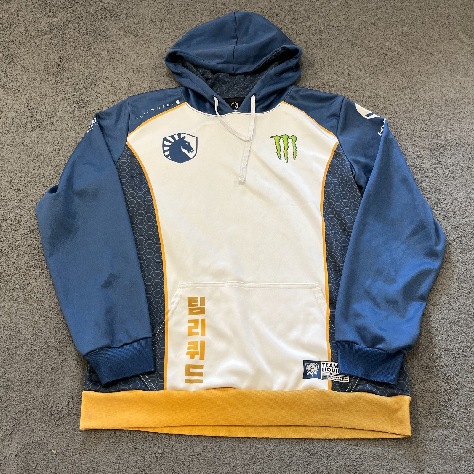 Team Liquid LoL Worlds 2018 Special Edition Blue White Hoodie Jacket Mens Size L