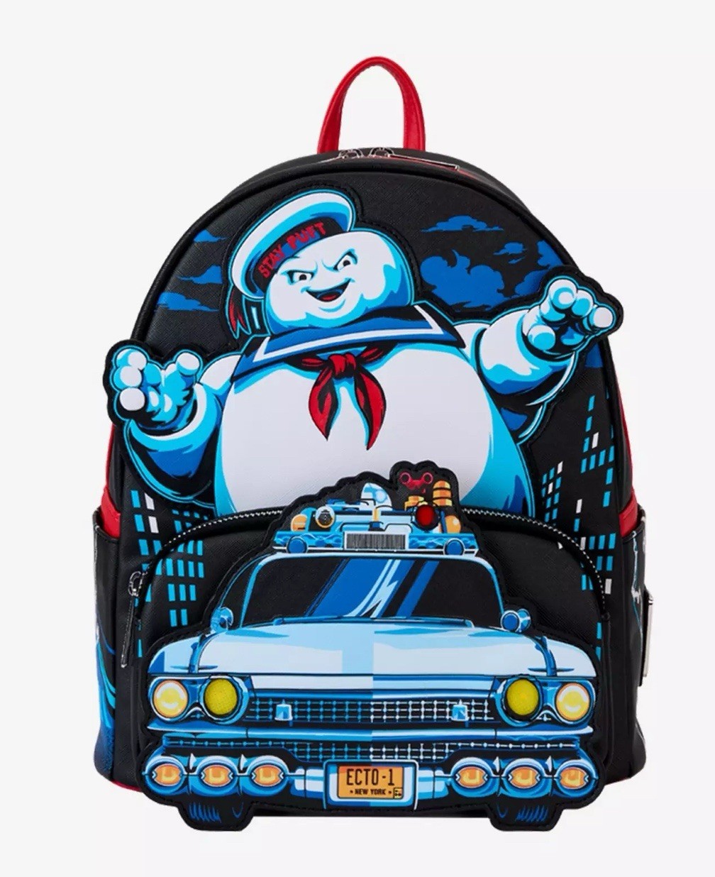 NWT Loungefly Ghostbusters Stay Puft Chasing Ecto-1 Light-Up Mini Backpack