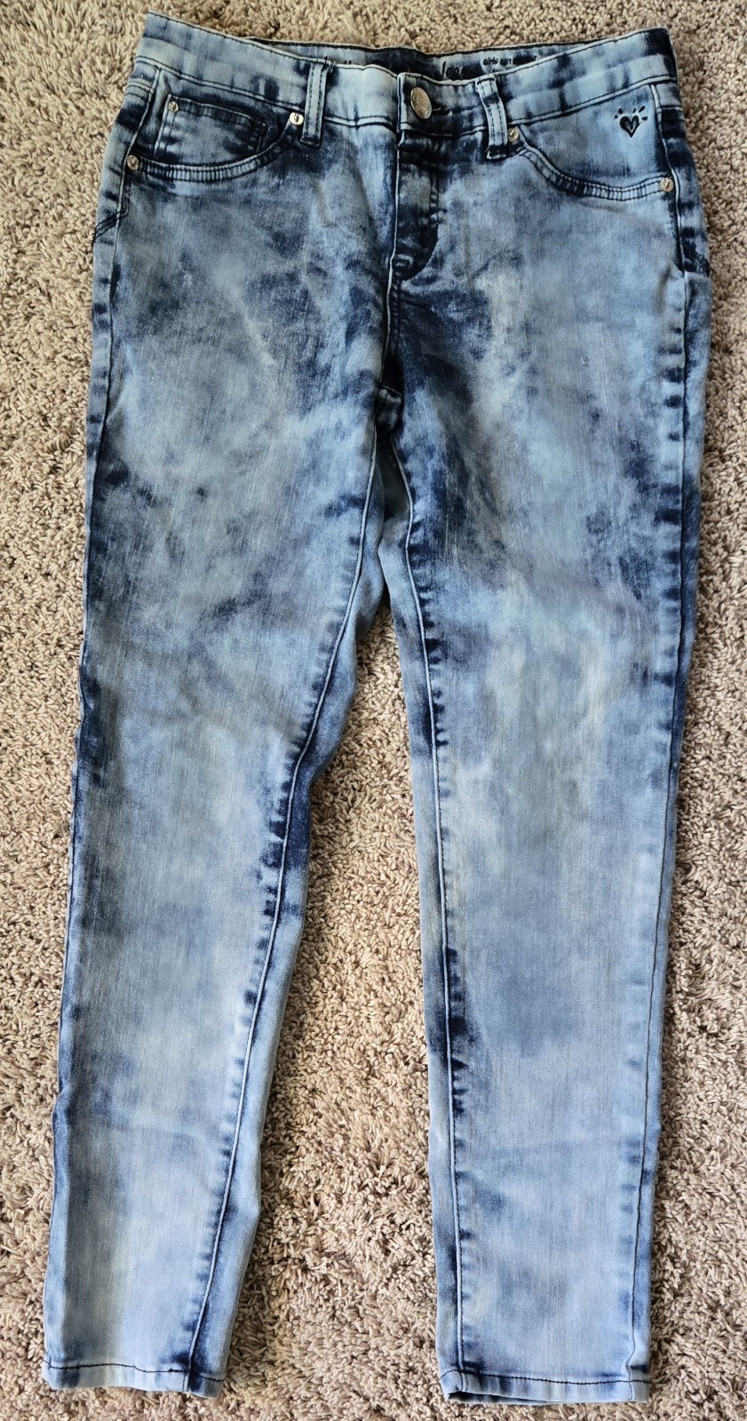 Justice Girls Acid Wash Jeggings / Skinny Jeans Stretch Denim Plus Size 14.5