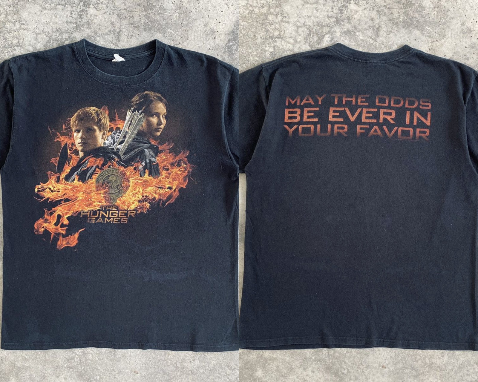 Vintage The Hunger Games Movie T-Shirt Katniss Everdeen 2 Sided Tee S-5XL