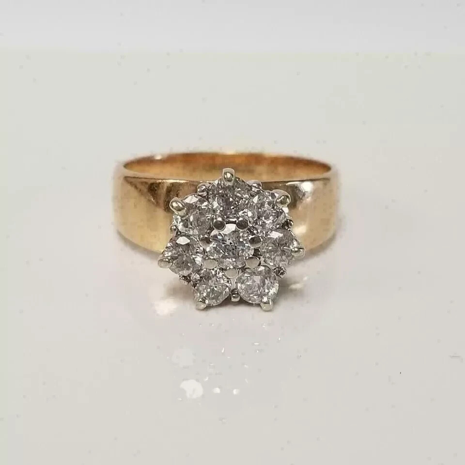 2Ct Lab Created Diamond Cluster Engagement Wedding Ring 14K Yellow Gold Plated