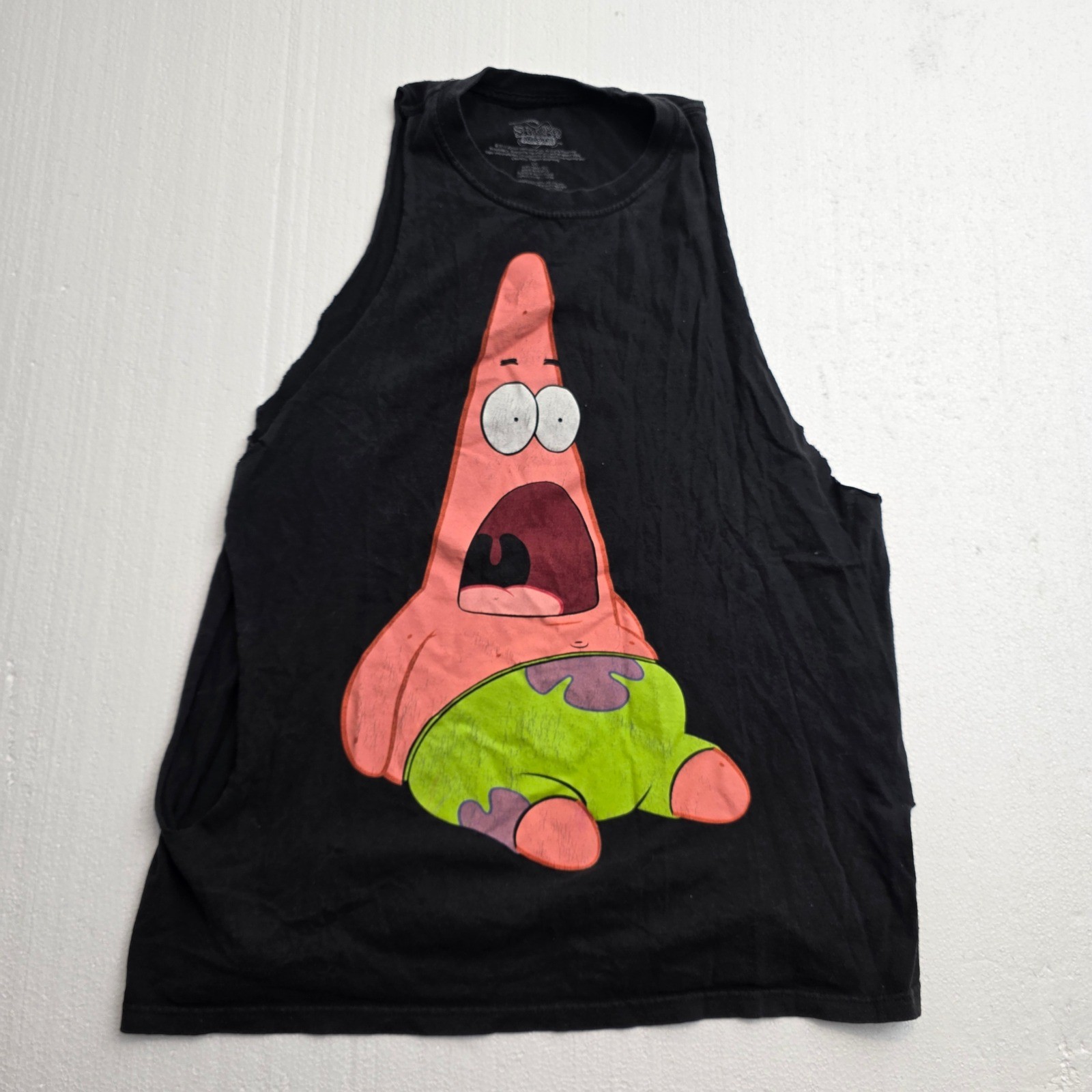 Vintage 2014 Patrick Star SpongeBob Muscle Tank Top Black Large DIY Cut Sleeves