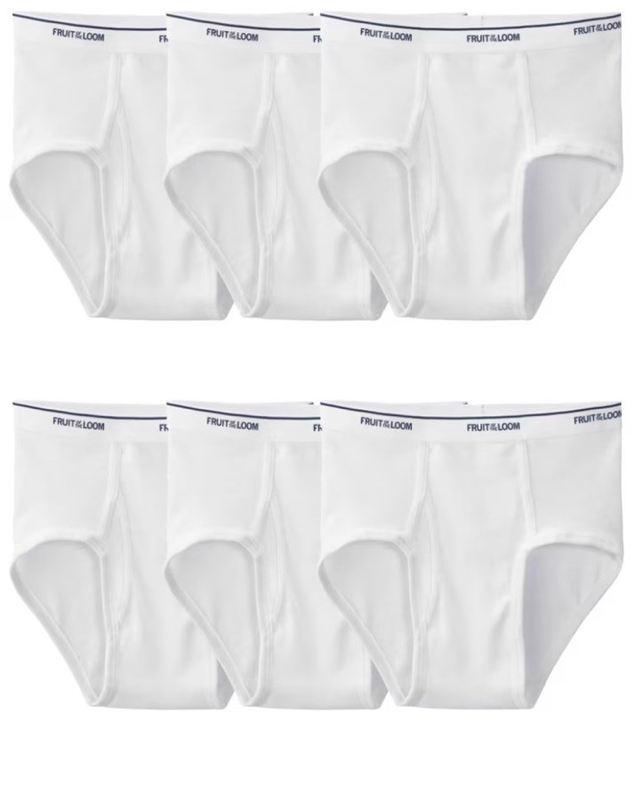 Fruit of the Loom Men\'s white briefs , 6  Pack size S
