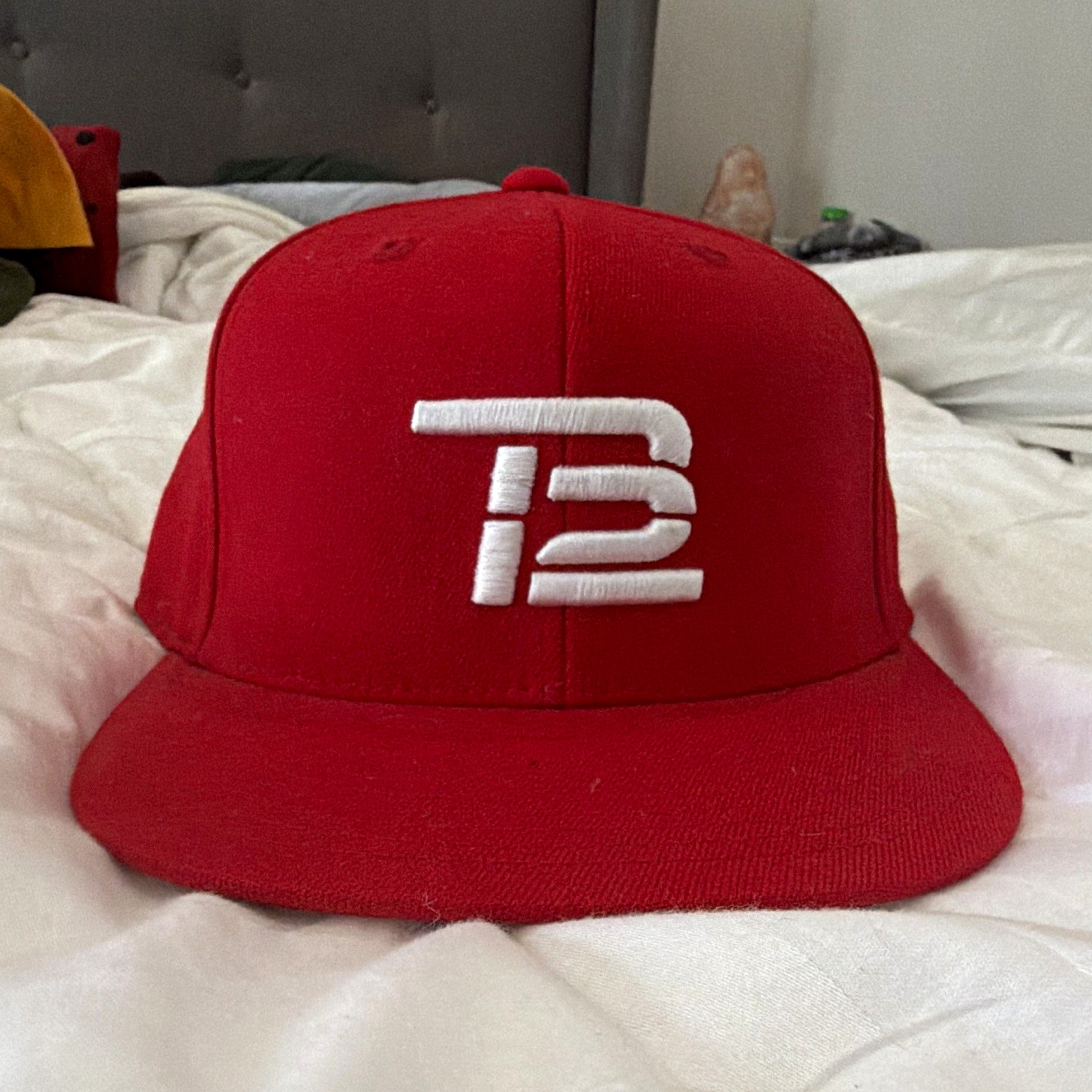 210 Fitted TB12 Red/White Fitted Baseball Cap Hat Size 6 7/8-7 1/4