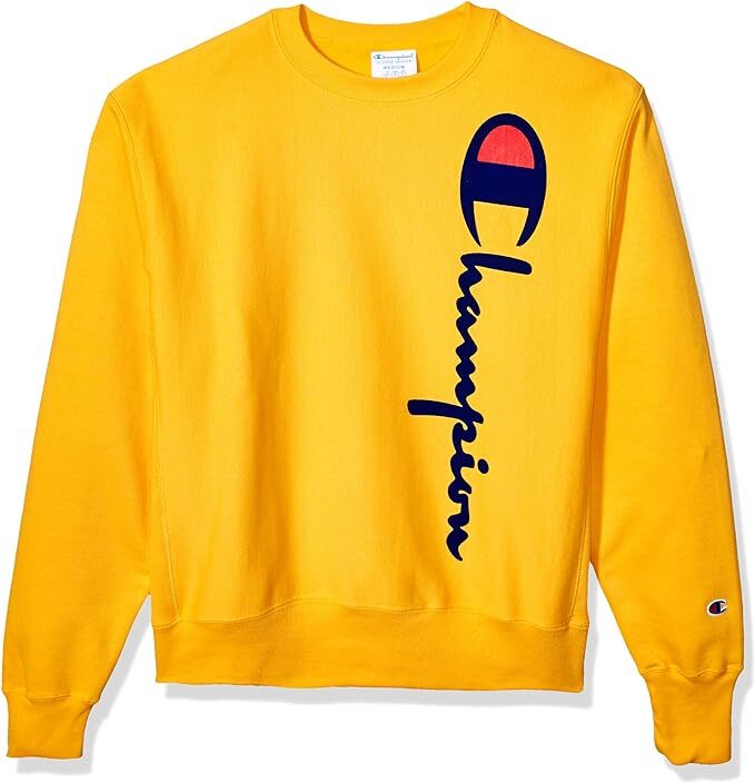 Champion Men\'s Reverse Weave Crewneck Oversized Flock Sweatshirt GF70 Loose Fit