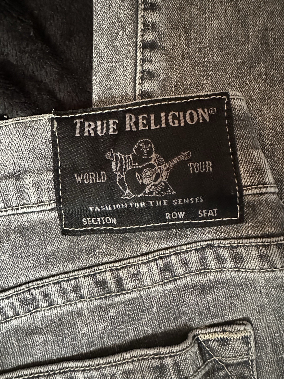 True Religion Ricky Relaxed Straight Gray Denim Jeans Mens 40 x 32 EUC