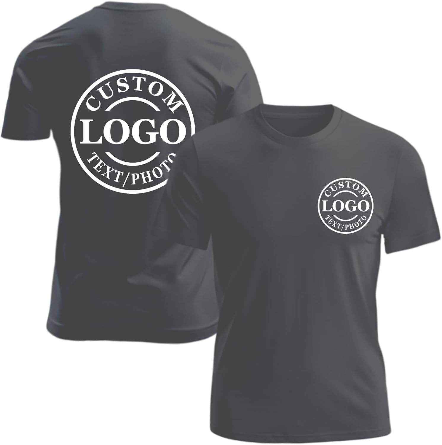 Custom Business Logo T-Shirt Upload Photo Text Front Back Cotton Tee