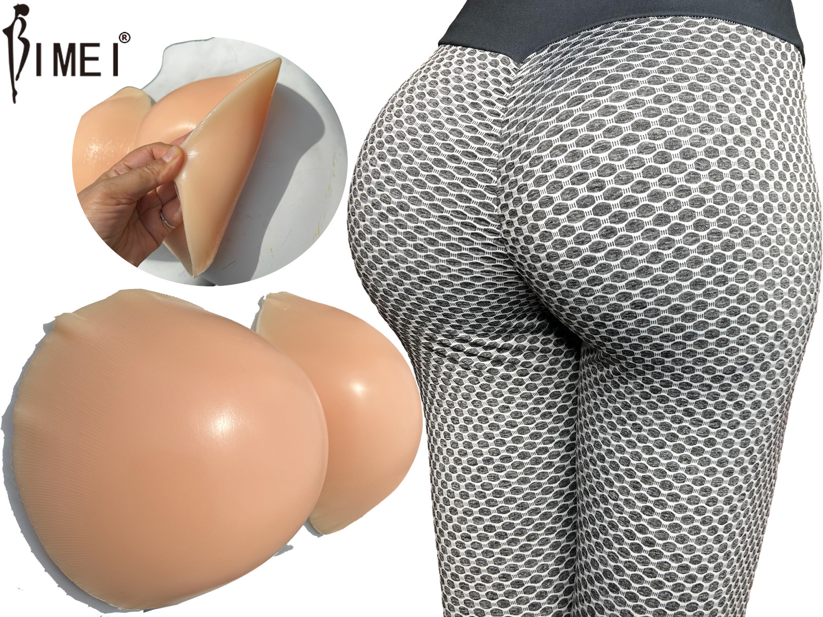 BIMEI 1400g Self-Adhesive Silicone Buttocks Pads Butt Enhancer Shaper Removable
