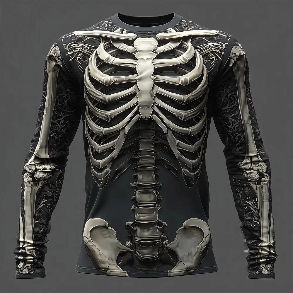 Mens Funny Skeleton Skull HALLOWEEN 3D Printed T-Shirt Cosplay Costume party