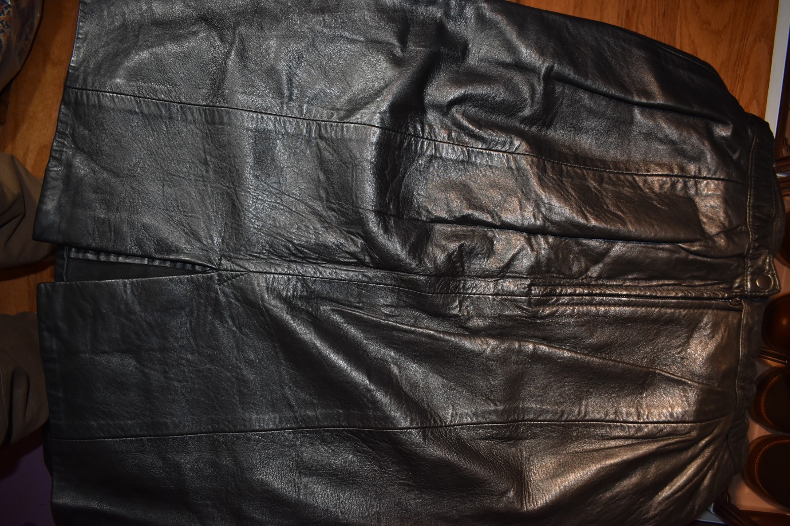 Women\'s Genuine Leather Black Pencil Skirt Knee Length Lined Zip, Size 12