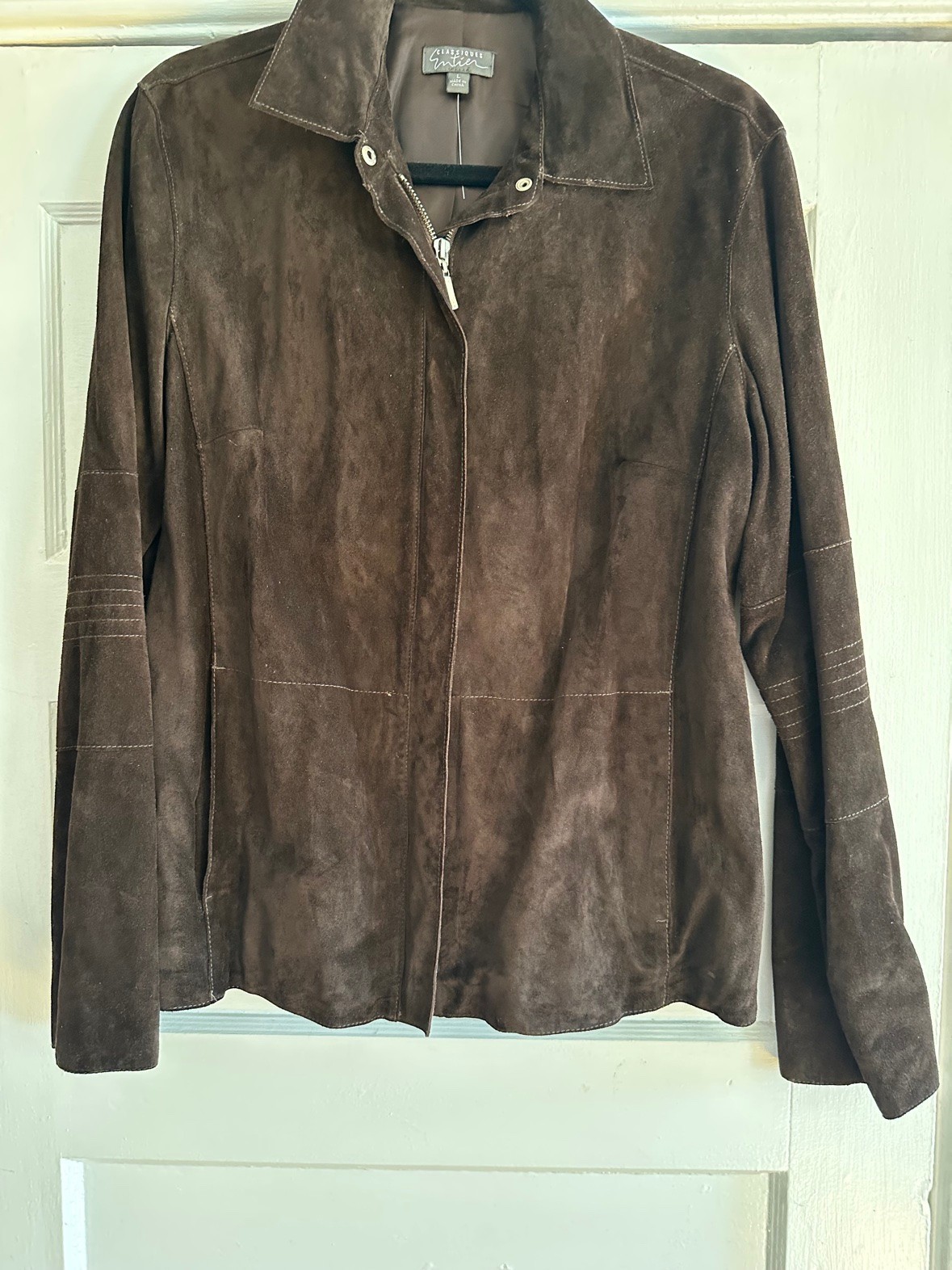 Classiques Entier Brown Suede Leather Jacket Womens L Zip Nordstrom