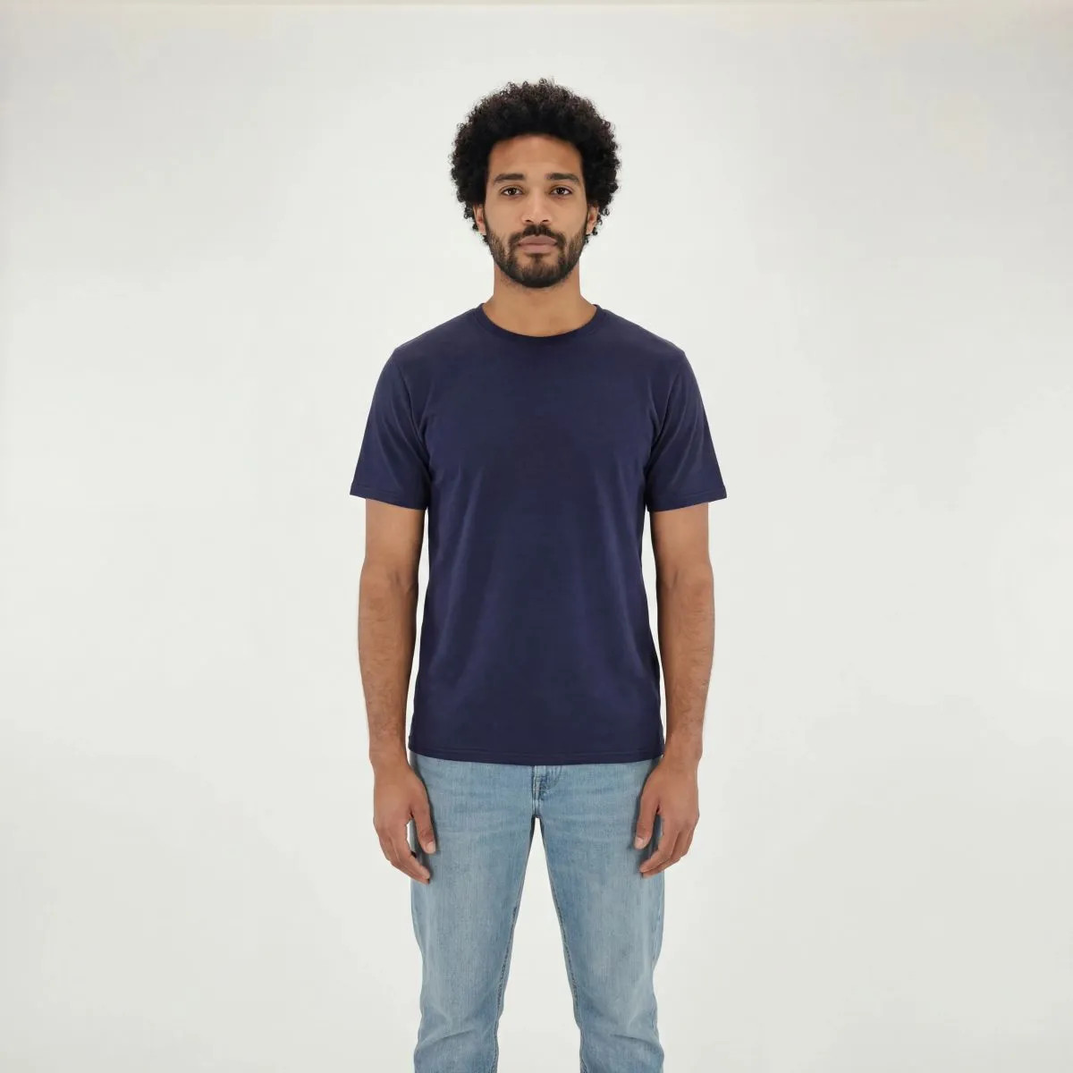 NWT Men's Bamboo Organic Cotton T-Shirt Crew Neck Moisture Wicking Tee Navy