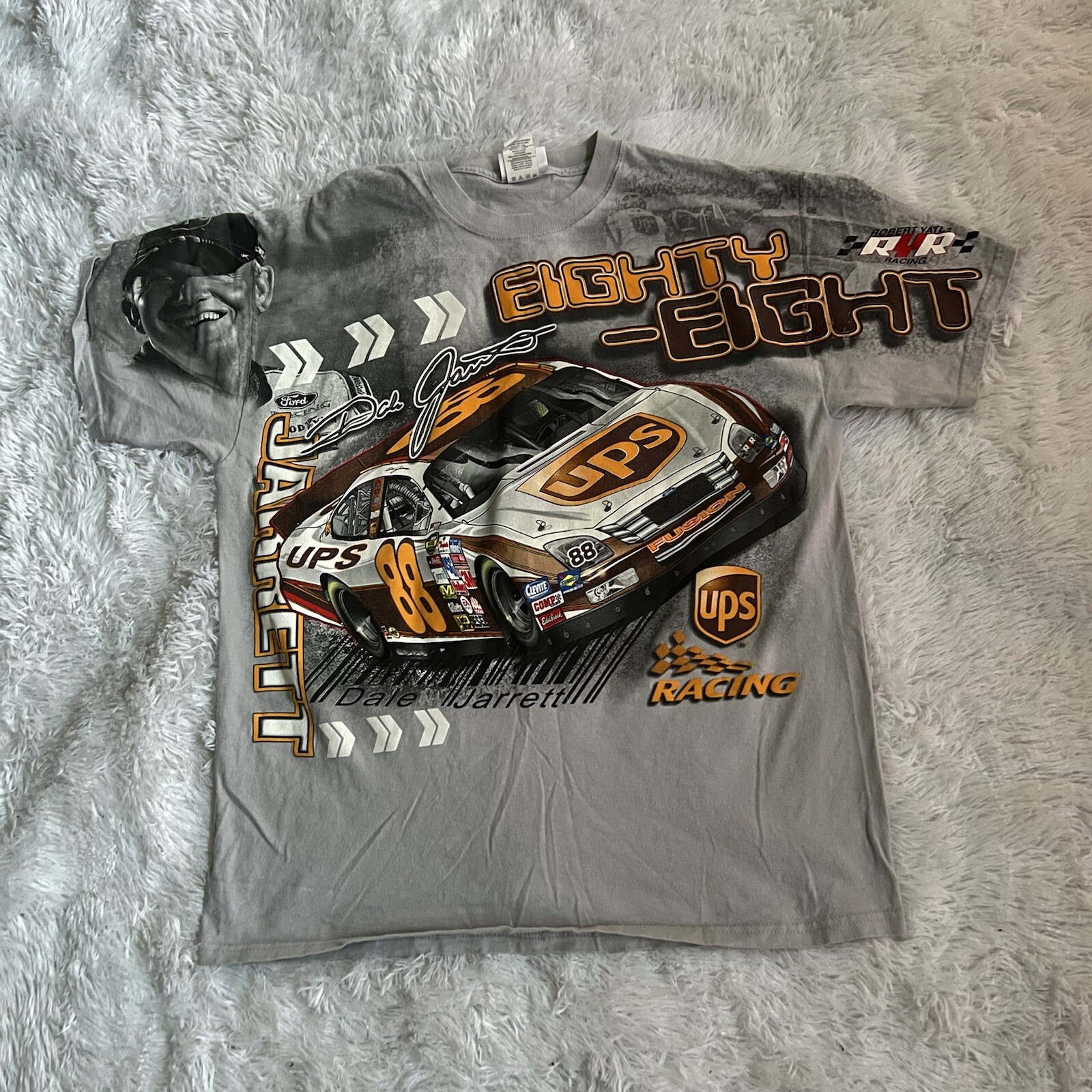 Vintage Dale Jarrett 88 UPS Double Sided  T Shirt Chase Authentic Sz L AOP