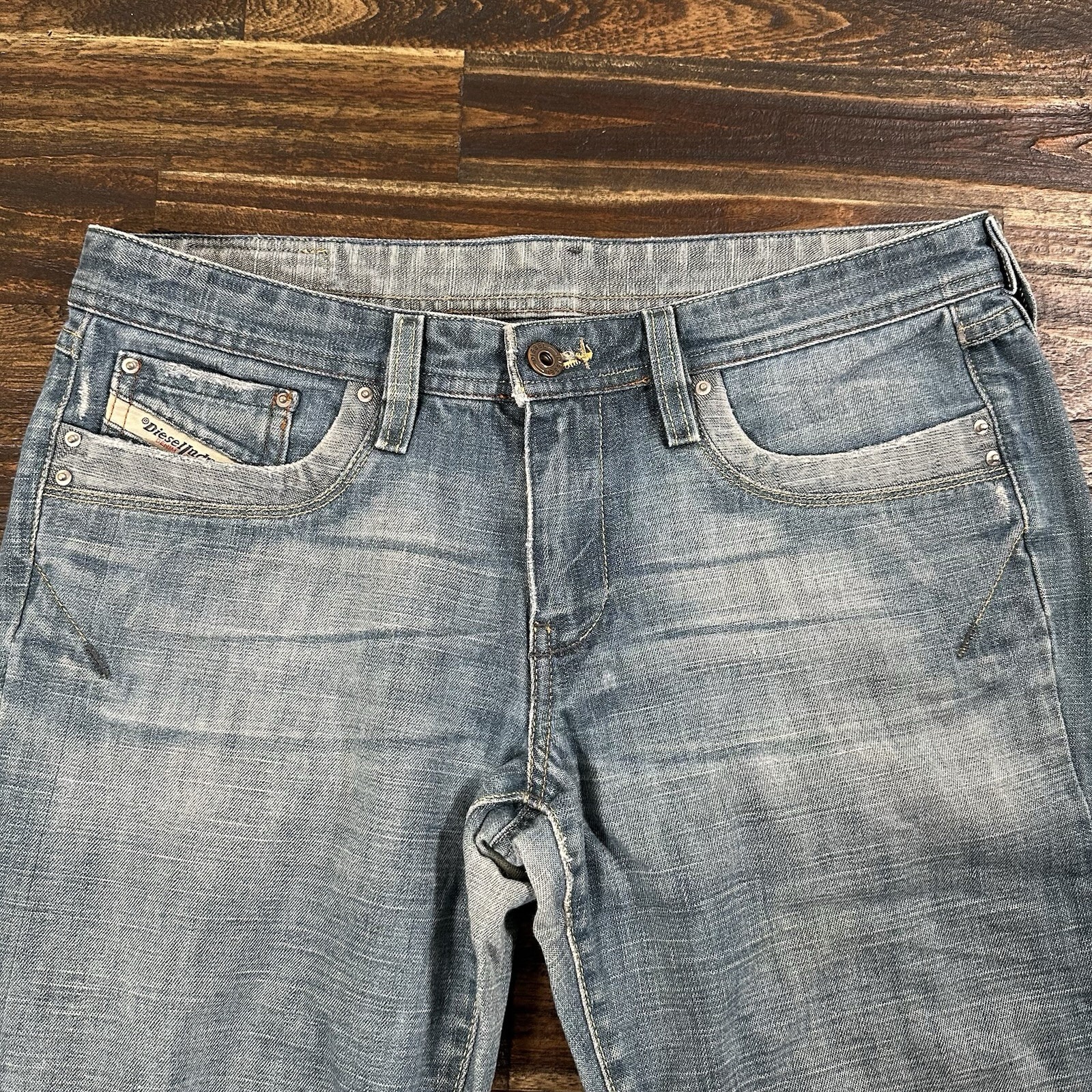 VTG Y2K Diesel Reggins Jeans Womens 30x29 Blue Flare Low Rise Made In Italy