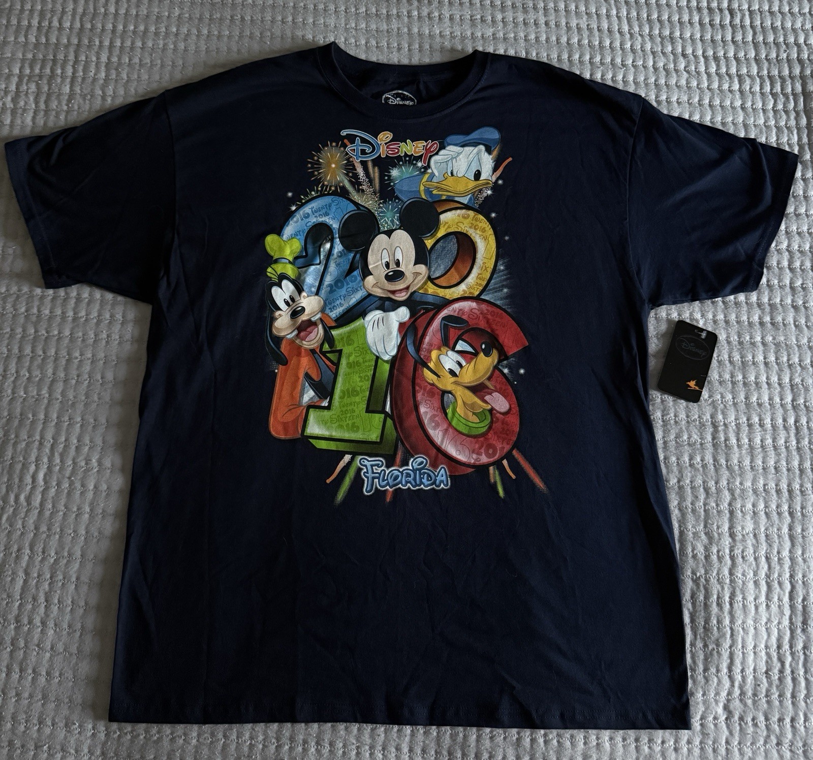 NWT Walt Disney 2016 Blue Graphic T-shirt Mens Unisex  XL Cotton