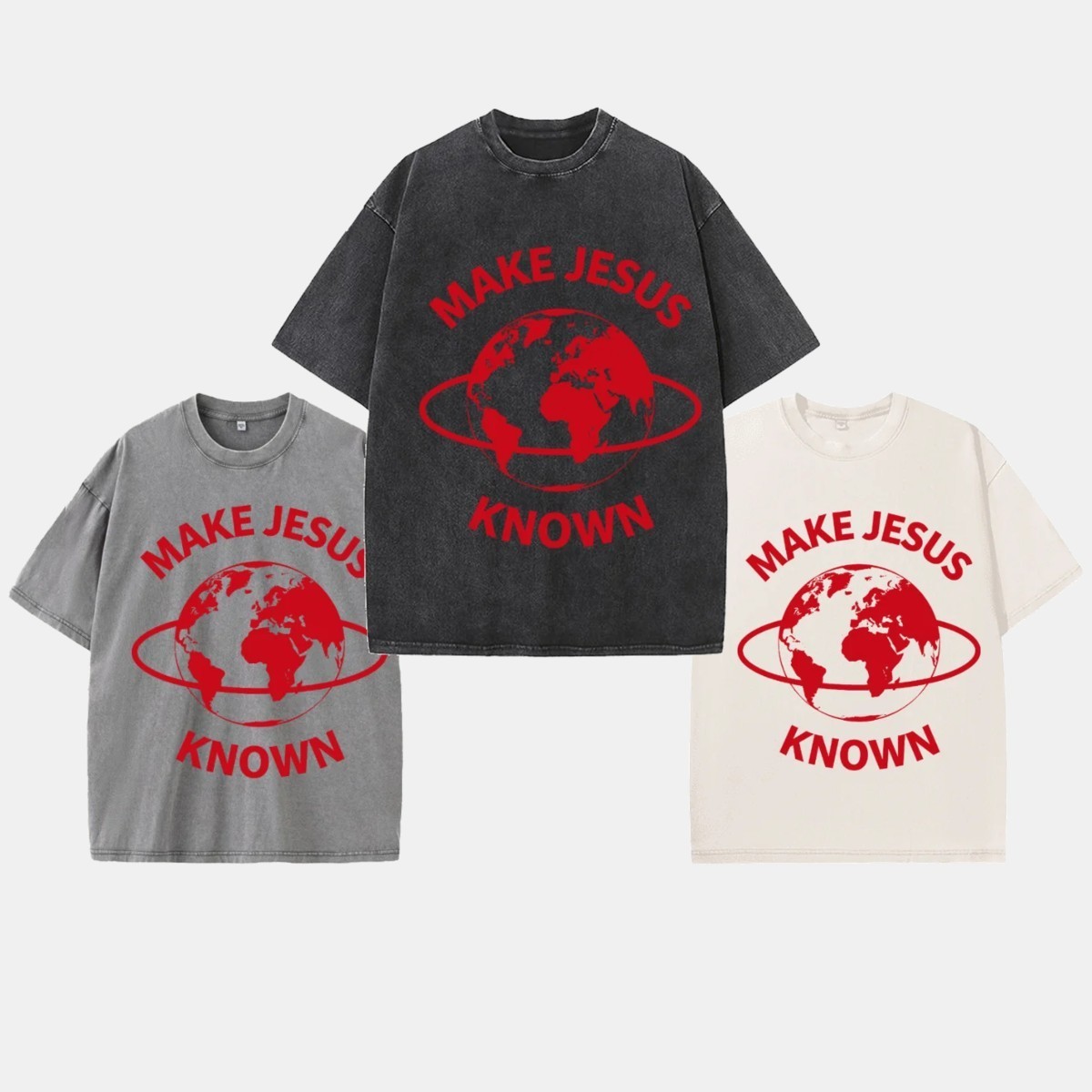 Y2K Oversized Washed Make Jesus Known Christian Graphic Tee Faith Streetwear