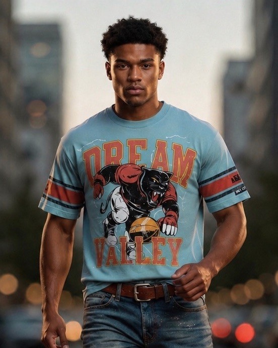 Dream Valley Premium Streetwear Panther Graphic Cropped T-Shirt Men’s Size XL