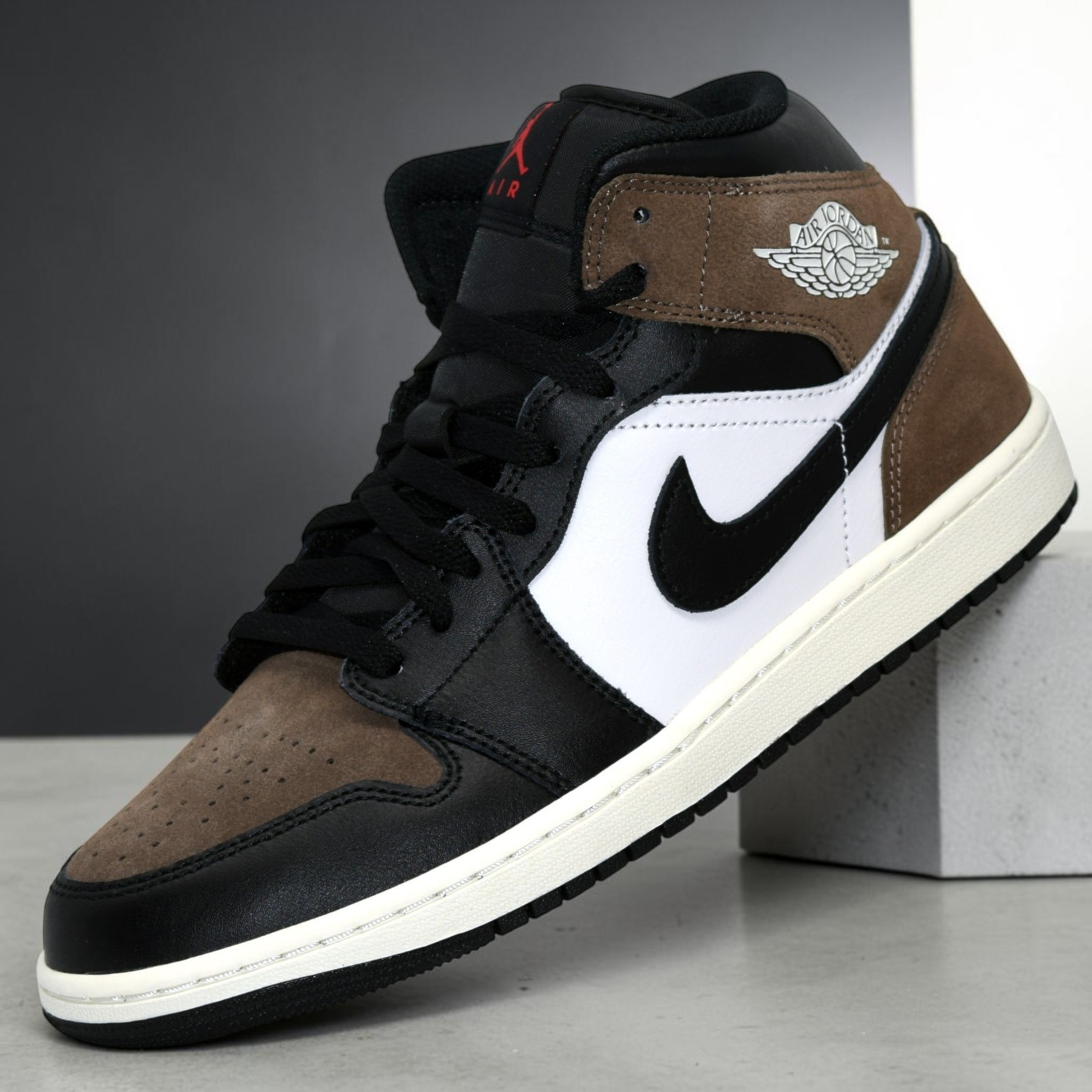 Nike Air Jordan 1 Mid Black Palomino Phantom DQ8426-007 Men's Shoes NEW