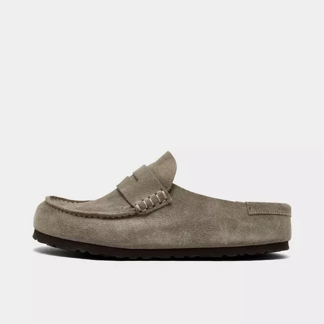NEW - Women\'s Birkenstock Naples Wrapped Suede Leather Clogs - Taupe
