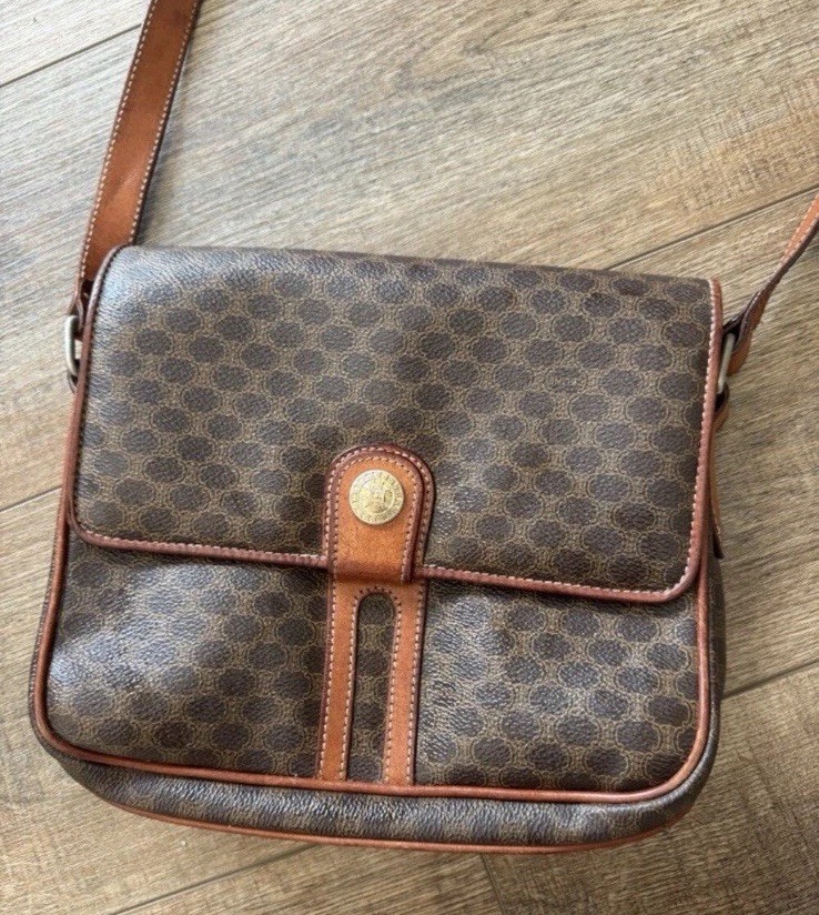 Vintage Celine Macadam Crossbody Bag Brown 