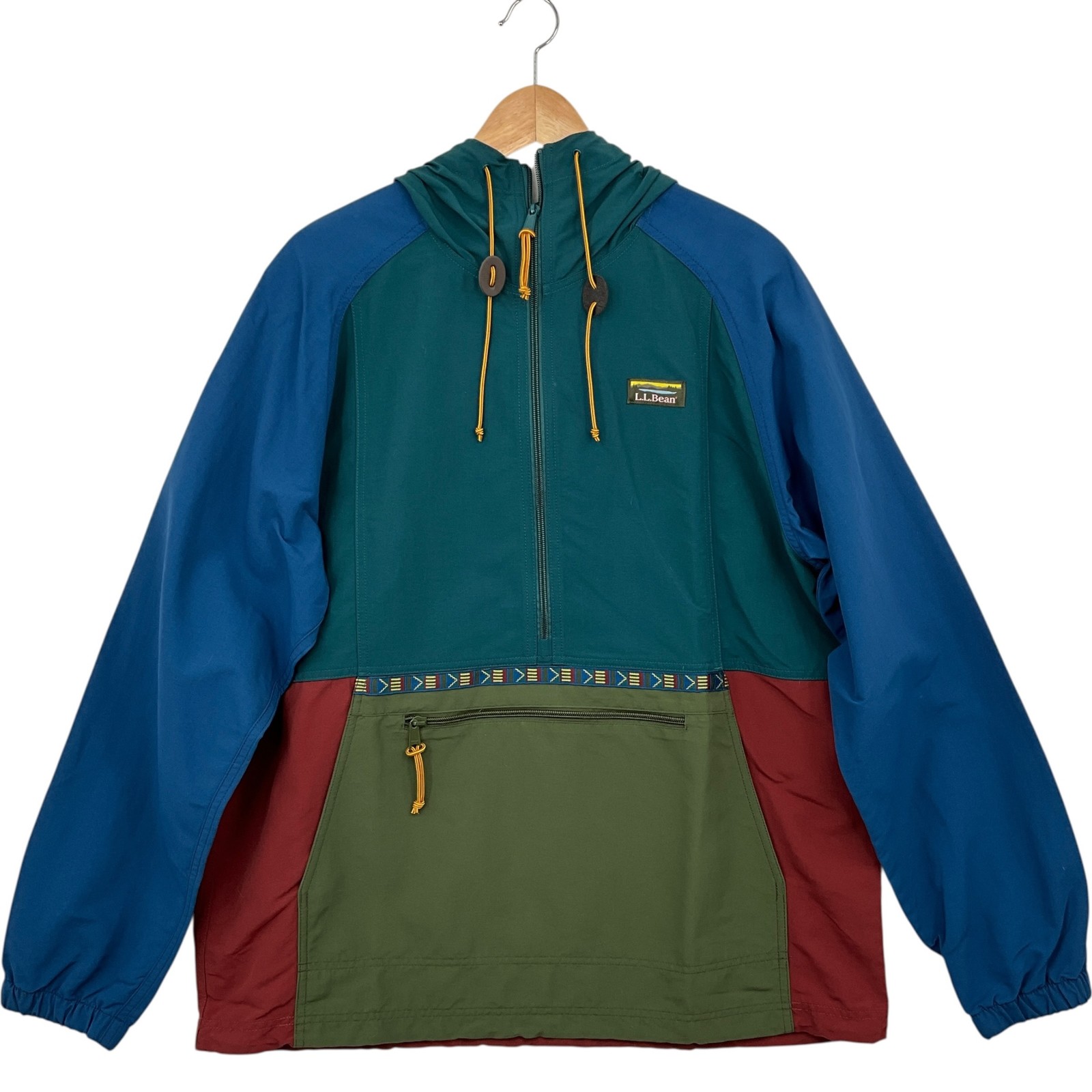 NWT L.L. Bean Mountain Classic Anorak Jacket Mens Large Colorblock Nylon Hooded