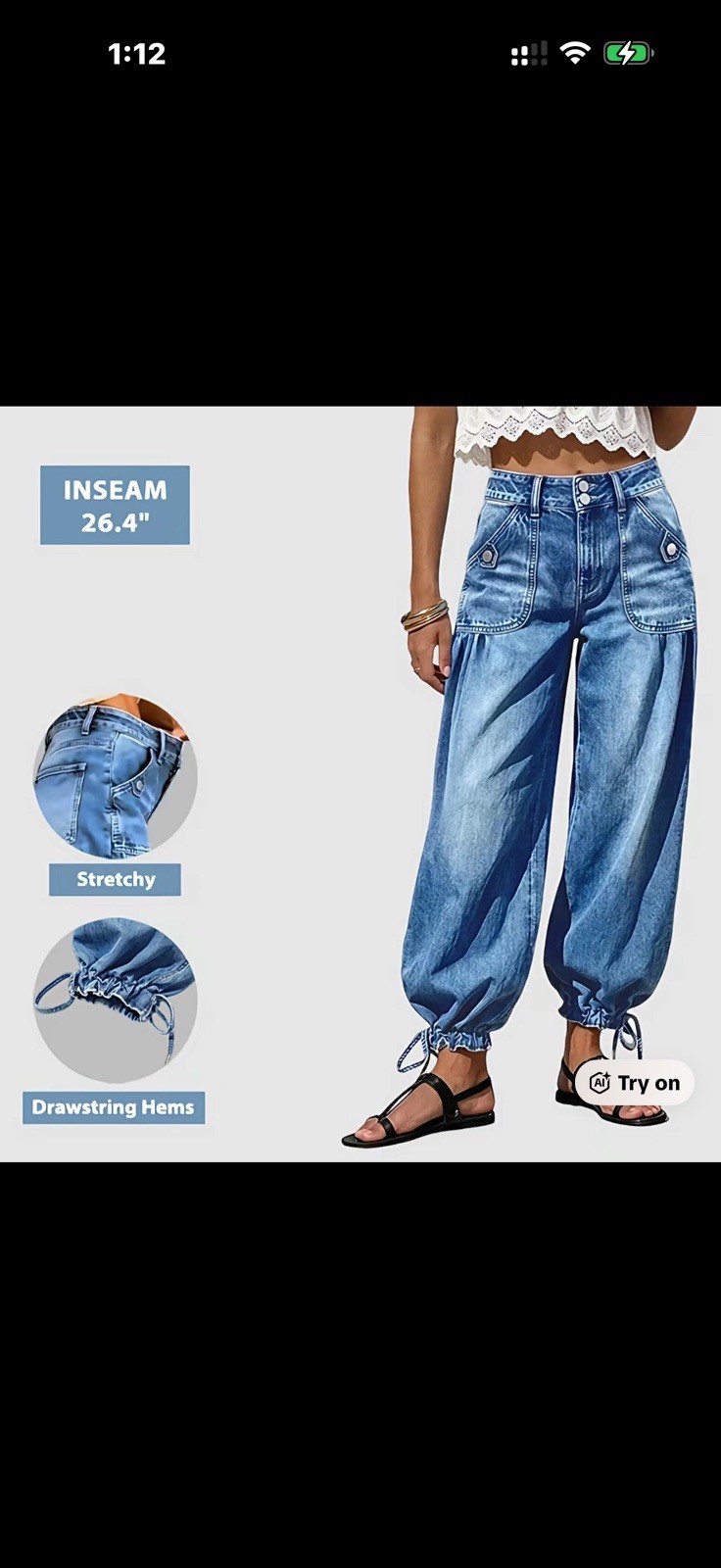 New Flamingals Wash Back Pocket Drawstring Home Midrise Crop Jeans Xl